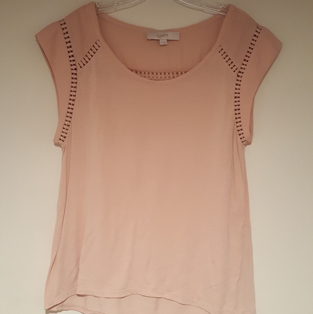 Loft Pink Nude Tee with Detailing